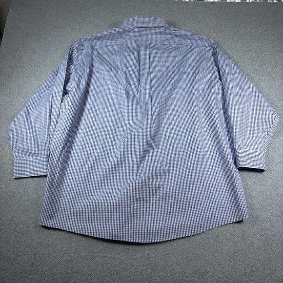 Gold Label Roundtree & Yorke Button Down Mens 17.5 33 Blue Gingham Non-Iron - Picture 6 of 6